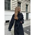 thumbnail image 4 of Abrigo largo de lana con cinturón para mujer, abrigo holgado de gran tamaño con solapa de doble botón, ropa de calle alta para otoño, 4 of 5