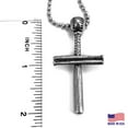 thumbnail image 2 of Baseball Bat And Ball (wbatdballchain) Cross On Ball Chain Necklace Antique Silver Finish, 2 of 4