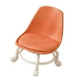 thumbnail image 2 of Taburete con ruedas bajo Taburete corto con respaldo Silla giratoria de 360  degree Taburete con ruedas pequeño Asiento de cuero PU resistente al desgaste Naranja Gloria  Asiento rodante bajo, 2 of 9