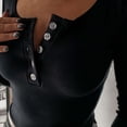 thumbnail image 4 of Odbmxy Layering Tops for Women Long Sleeves Black Tops for Women Casual Solid Color Slim Knit Button Tops, 4 of 6