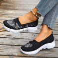 thumbnail image 3 of Orthopedic Shoes for Women Comfortable Casual Athletic Work Woven Slip on Mesh Breathable Lightweight Non Slip Walking Running Sneakers Black Size 6, 3 of 6