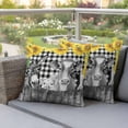 thumbnail image 4 of Farm Pillow Covers 2 Pack Retro Farmhouse Donkey Pig Cow Sunflower Wood Fence Black Plaid Pillowcase Waterproof Outdoor Throw Pillow Cover for Patio Garden Square Cushion 16”x16”, 4 of 9