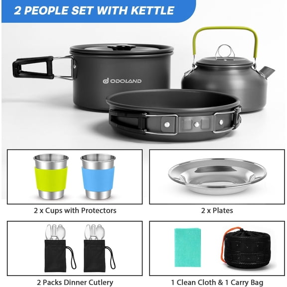 15pcs Camping Cookware Set with Insulated Cooler Backpack