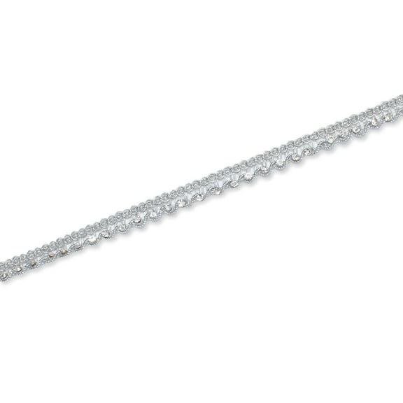 1/2 Inch Glitter Rhinestone Metallic Corded Lace Trim For Sewing, Crafts, Decor, & Upholstery - Silver 1 Pack (9.8 Yards / 9 Meters)
