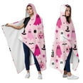 thumbnail image 2 of Wearable Blanket,Halloween Pink Ghosts and Witchy Elements Hooded Wearable Flannel Blanket for Adults & Teens,Winter Poncho Shawl Wrap Cape Cozy Anti-Pill,50"x60", 2 of 5