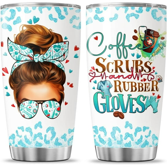 Nurses Week Women Tumblers For School Nursing Cups, Nurse Gifts, Tumbler 20 Oz With Lid And Straw, Nurse Coffee Scrubs