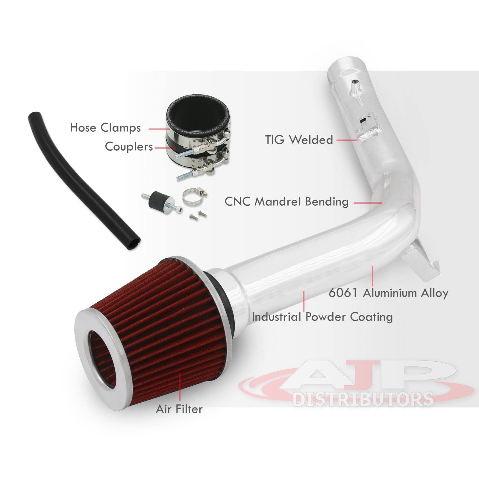 AJP Distributors Cold Air Intake CAI Induction System Polish Aluminum Pipe Rectangular MAF Sensor Filter Compatible/Replacement For Nissan Maxima Altima 3.5 V6 2002 2003 2004 2005 2006 02 03 04 05 06