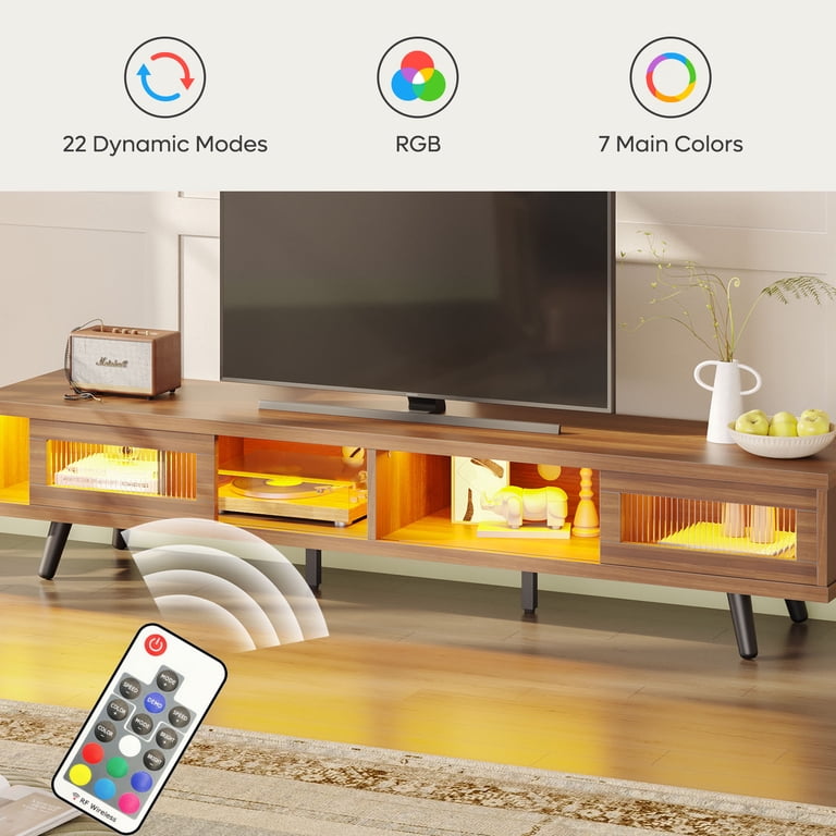 Bestier 70" LED TV Stand, Mid-Century Modern Walnut photo 7