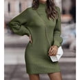 thumbnail image 2 of Ribbed Long Sleeve Bodycon Lantern Sleeves Bodycon Sweater Dress Soft Stand Collar Fashion Casual for Dating for Female ANGGREK Otros, 2 of 6