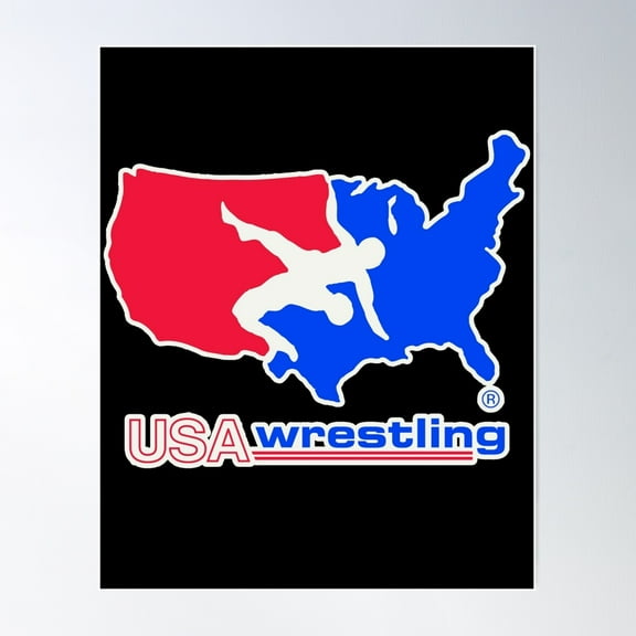 Red Blue Usa Wrestling Logo Poster Wall Art, Modern Wall Decor, 8x12 UNFRAMED