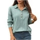 thumbnail image 3 of Pantalones deportivos de pierna ancha,Blusa informal de manga larga para mujer, cuello redondo, botones delanteros, tela de imitación, ideal para el hogar y el uso diario, sopatenor, 3 of 9