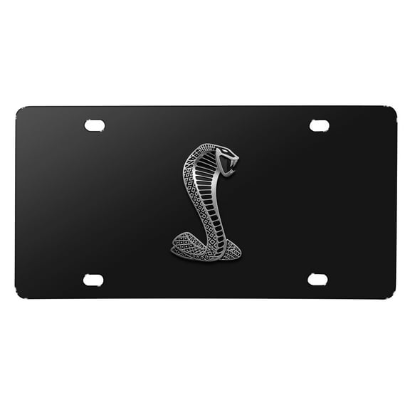 Ford Cobra 3D Heavy-Metal Logo Black Stainless Steel License Plate