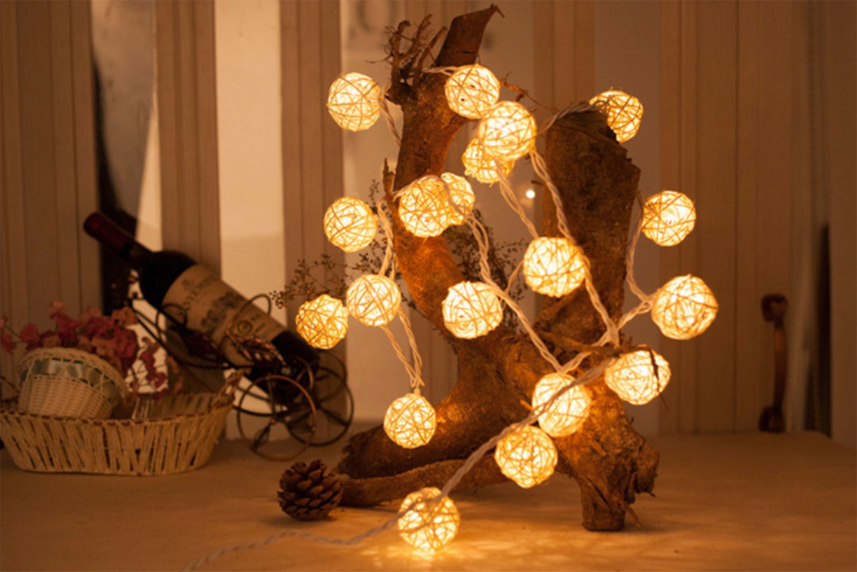 Creative Motion LED Rattan String Light 20 lights, BatteryOperated
