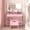 Pink, variant on VECELO Vanity Set with Stool, Makeup Vanity Table with Mirror & Lights, Vanity Desk with Power Outlets & Storage Drawer, for Bedroom, Pink