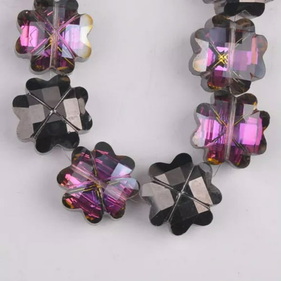 U8MO 5pcs 16mm Flower Faceted Crystal Glass Loose Beads for Jewelry Making Lot-Black Colorized