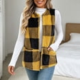 thumbnail image 5 of Yutgune Women's Plaid Sherpa Vest Open Front Sleeveless Fleece Jacket with Pockets Casual Fall Winter Outerwear, 5 of 10