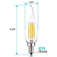 thumbnail image 3 of Luxrite Candelabra LED Light Bulbs 100W Equivalent 800 Lumens 7W CA11 Dimmable Damp Rated UL Listed E12 24 Pack 4000K (Cool White), 3 of 5