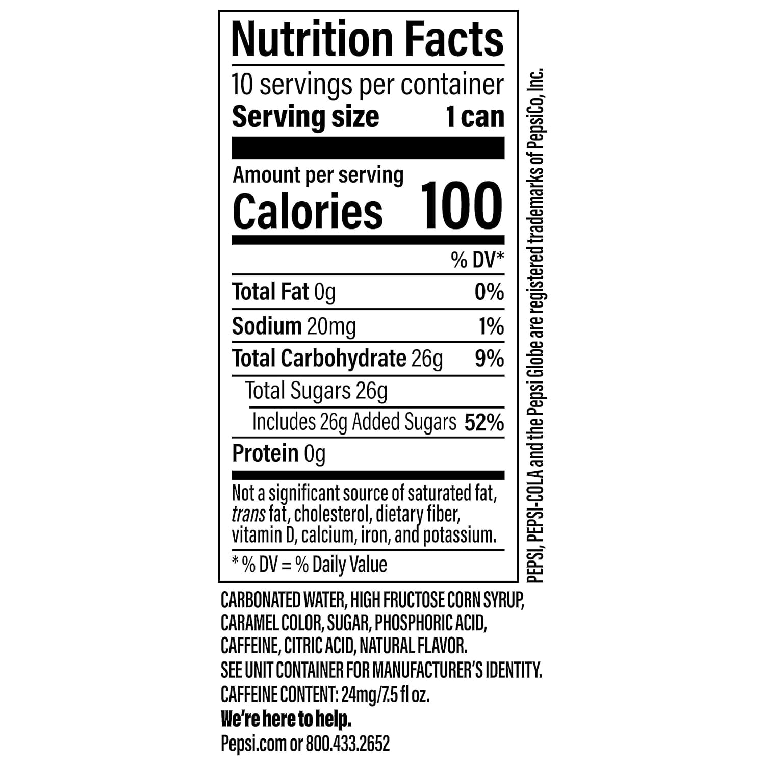 PR Pepsi Cola Soda Pop, 7.5 fl oz 10 Pack Mini Cans