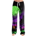 thumbnail image 2 of LNZGNM Cozy Autumn Womens Halloween Pumpkin Pants Pumpkin Face Print Sleep Time Loose Fit Elastic Waist Spooky Season Pajama Pants, (L), 2 of 5