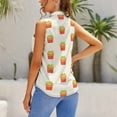 thumbnail image 3 of Fast Food French Frie Blouses Women Bow Tops Elegant Sleeveless Office Work Shirt Casual Holiday Women's Tops, 3 of 6