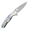thumbnail image 3 of Damascus Outdoor Pocket Knife — Abalone Shell Handle, Sandblasted CNC Steel Bolster — Camping & EDC Folding Knife (VG10 Steel), 3 of 12