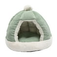 thumbnail image 3 of Encantadora cama para gatos para gatos de interior, nido cálido de invierno, cojín desmontable, casa portátil para gatitos, felpa suave antideslizante , VERDE, Diámetro 49CM Yinane Nido Cama Casa, 3 of 8