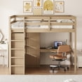 thumbnail image 4 of Harper & Bright Designs Full Size Loft Bed with Wardrobe and Desk, Wood Full High Loft Bed with Storage Drawers and Shelves for Dorm Apartment Bedroom, Walnut, 4 of 15
