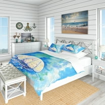 Designart 'Large Jellyfish Watercolor' Nautical & Coastal Duvet Cover Set