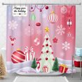 thumbnail image 1 of Festive Christmas Shower Curtain - Pink & White Tree, Ornaments, 1 of 5