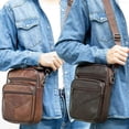 thumbnail image 3 of Black Men's Natural Leather Shoulder Bag Small Male Genuine Leather Handbag Easy Travel Crossbody Bag Quality Messenger Bag (Black), 3 of 7
