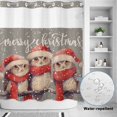 thumbnail image 4 of No Hook Shower Curtain with Built-in Rings - Vintage Merry Christmas Washable Waterproof Fabric Bathroom Curtains for Hotel,Rentals, 72 X 72 Inch Long , Watercolor Snowflakes Owl Red White, 4 of 9
