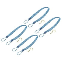 Uxcell 4Pack 23" Curtain Tiebacks Braided Drapery Holdback Holder with Hooks, Blue/Silver