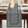 thumbnail image 3 of Table Runners 90 Inches Long Dress Scarves, Blue Boho Farmhouse Coffee/Dining/Kitchen Table Runner for Living Room, Vintage Ethnic Tribe Abstract Art Floral 13x90 Inch, 3 of 9