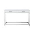 thumbnail image 3 of Inspired Home Alena Console Table 2 Drawers High Gloss Acrylic Legs Chrome Stainless Steel Base Modern Design, White/Chrome, 3 of 10