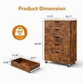 thumbnail image 5 of CQSXDA 5 Drawer Dresser on Wheels Rustic Style Rolling Storage Cabinet for Bedroom Closet Organizer 30.71" W, 
Rustic Brown, 5 of 6