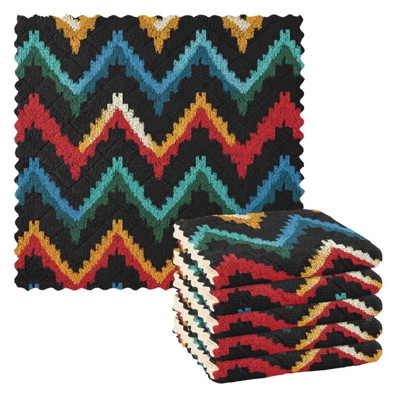 6 Pieces of Kitchen Towels 11x11Inch Kitchen Dish Cloths Kitchen Dish Towels Reuseable Cleaning Cloths Seamless Pattern Colorful