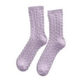 thumbnail image 4 of KKBOTIVE Womens Floor Socks Knit Crew Sock Winter Warm Thermal Sleeping Booties Indoor Home Comfort Socks Daily Footwear, Purple One Size, 4 of 4