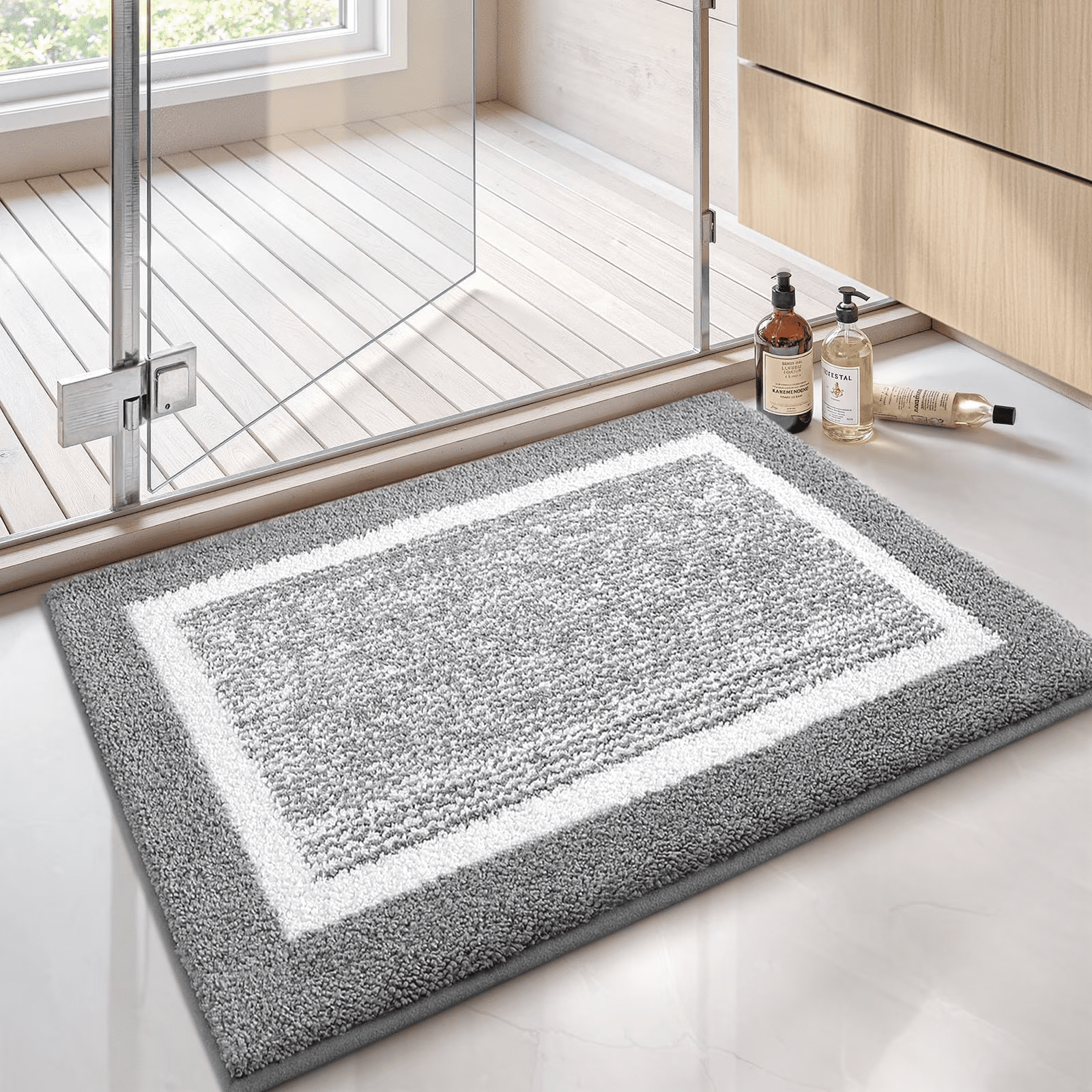Tritex Microfiber Bath Rug, 20" x 30", Grey, 1-Piece