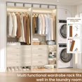 thumbnail image 3 of Homieasy 53.2'' Closet System with Wooden Drawers and Hanging Rods (Set of 2), White Oak, 3 of 6