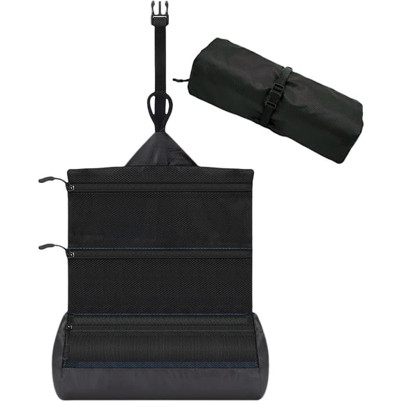 Men's travel toiletry bag,Hanging toiletry bag with waterproof shaver organizer,and travel essentials container with multiple compartments,Outdoor gift for men (black)