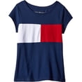 thumbnail image 1 of Camiseta Tommy Hilfiger con el logotipo de la bandera para niñas, algodón, 6X, azul 4053, 1 of 2