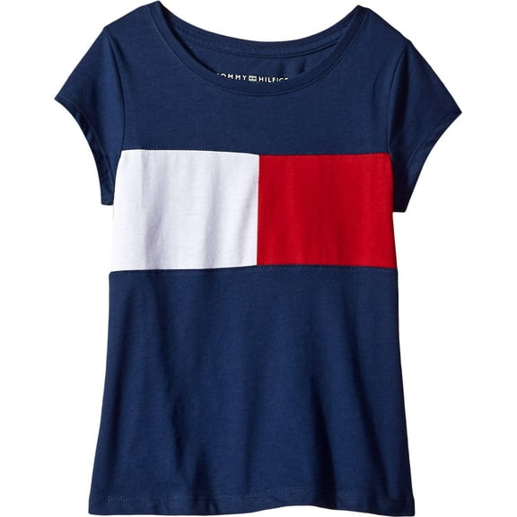 Camiseta Tommy Hilfiger para niñas, manga corta, bandera azul 4053, talla 5