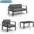 thumbnail image 6 of Seizeen 4 Pieces Patio Furniture Set, Outdoor Conversation Set All-aluminum, Porch Furniture Sets W/8cm Cushions & Table, Thickened Metal Patio Set for Deck Poolside Backyard Furniture, Black, 6 of 7