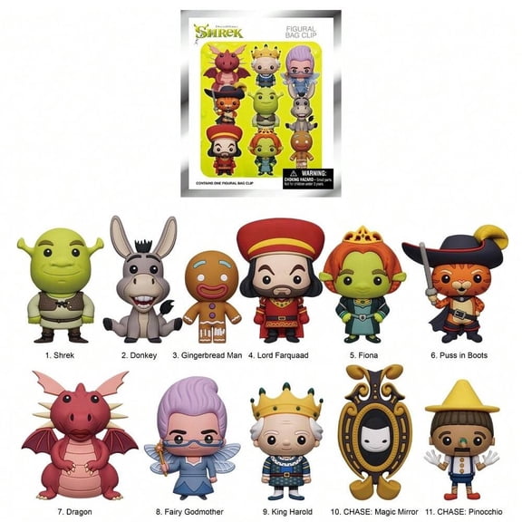 Shrek Characters Series by Shrek Blind Box Shrek and Fiona Characters Keychain Bag Charm, 1PC