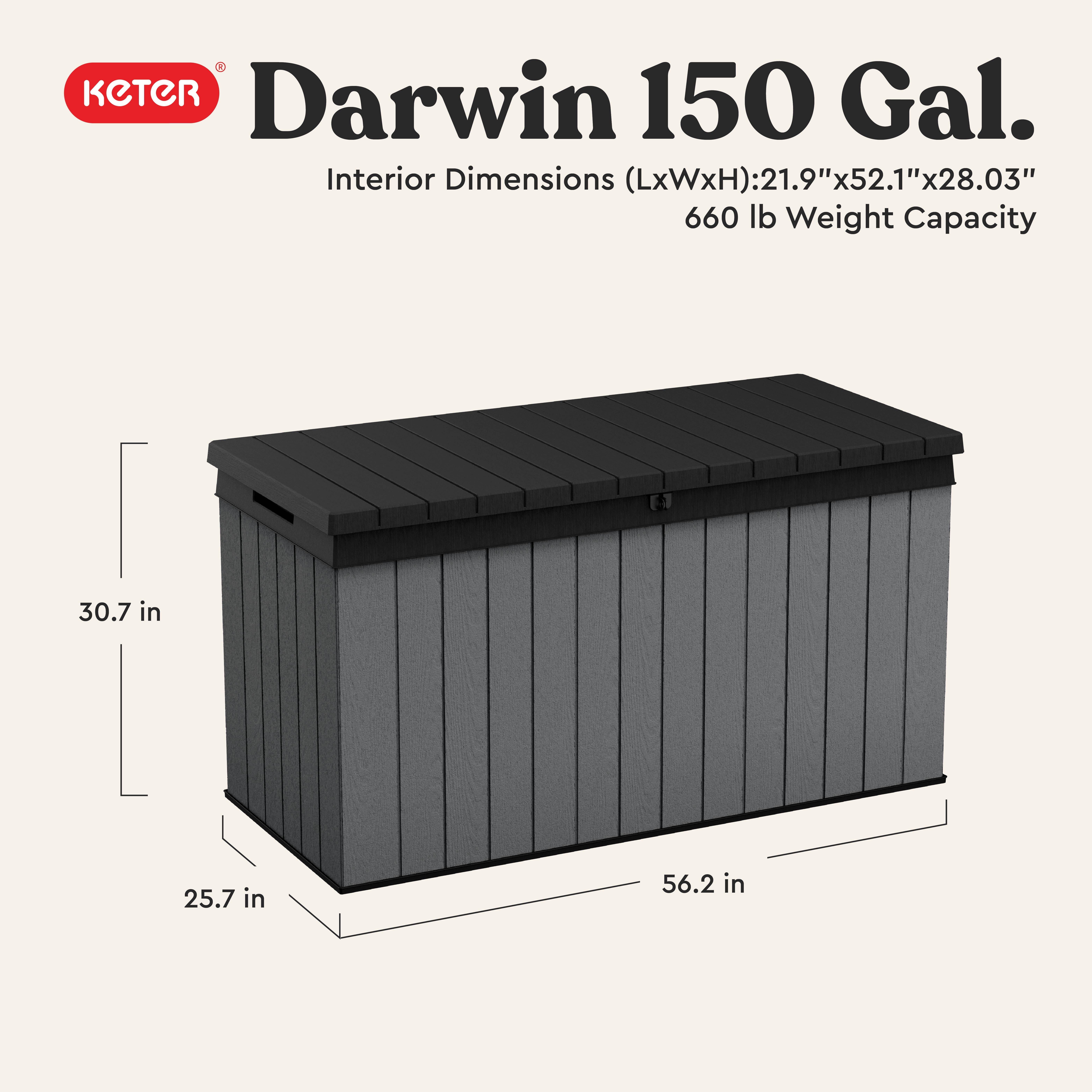 Keter Darwin 150 Gallon Durable Resin Outdoor Deck Box Storage