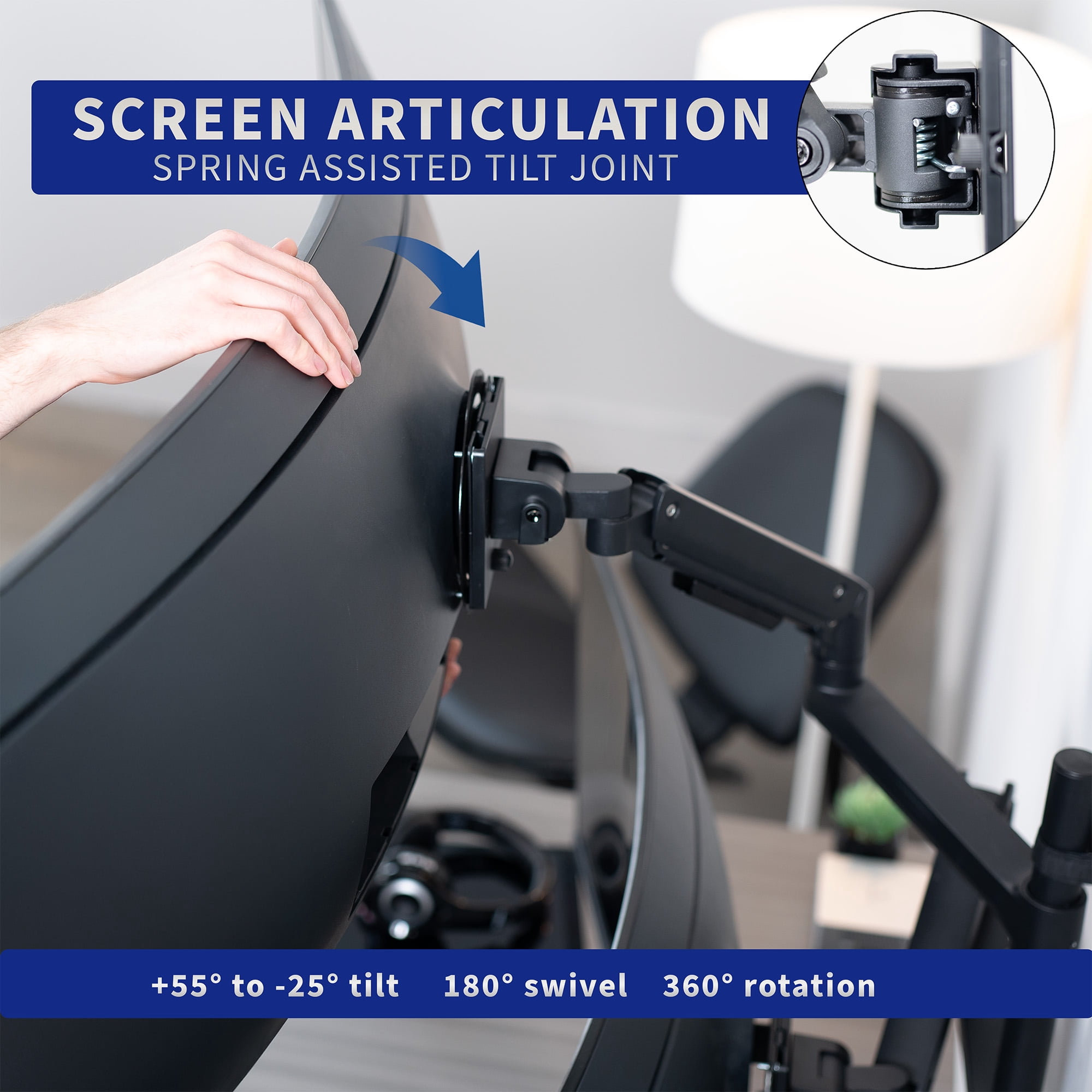 VIVO Dual Pneumatic Monitor Wall Mount, Fits Ultrawide Screens up to 49"