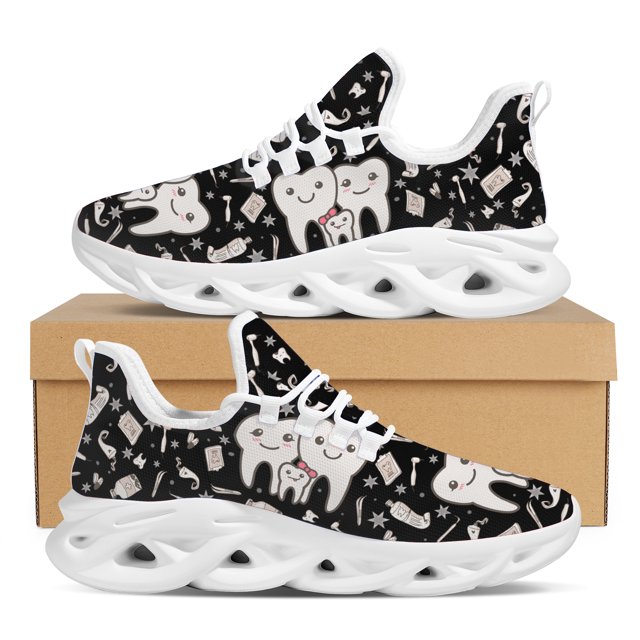 Bonitas zapatillas de deporte de lujo con diseño dental para mujer, informales, ligeras, con cordones, de malla transpirable, para enfermería y caminar.