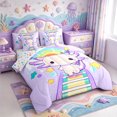 thumbnail image 2 of Manfei Pink-Blue Axolotl 7-Piece Twin Bedding,Animals Pattern Bedding Comforter Set,Colorful Stars Reversible, 2 of 7