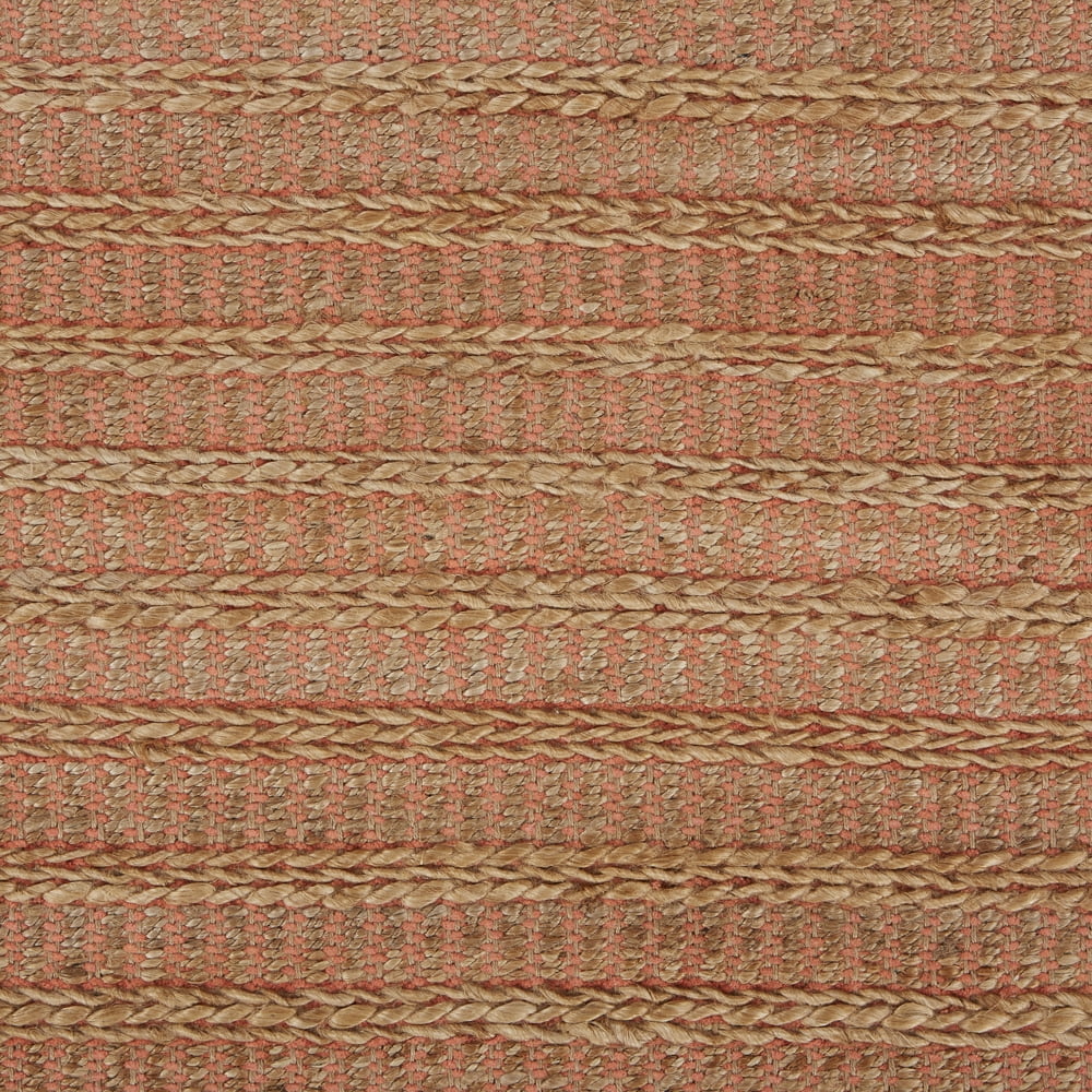 LR Home Ollie 9' x 12' Brown/Coral Striped Braided Jute Indoor Area Rug