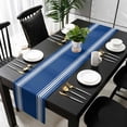 thumbnail image 3 of Blue Striped Table Runner 120 Inches Long, Farmhouse Blue White Stripes Kitchen Coffee Dining Table Decoration for Home Party Birthday Wedding Home Decor 13x120 Inches, 3 of 8